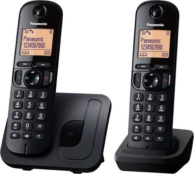 Telefon pa tel Panasonic KX-TGC212, me 2 receptorë DECT, ekran 1.6", ngjyrë e zezë
