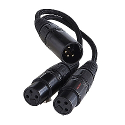 Kabllo audio Furutech ADL XLR, 4 pin në 2x XLR 3 pin, 0.1m, e zezë