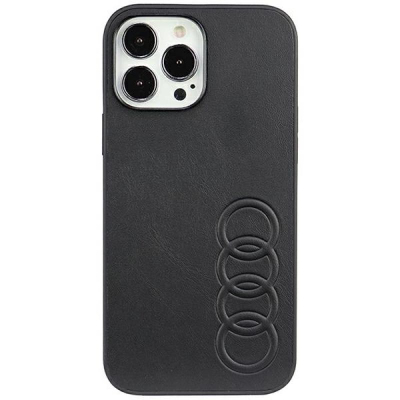 Maskë telefoni Audi me lëkurë sintetike, për iPhone 13 Pro Max 6.7", hardcase, e zezë