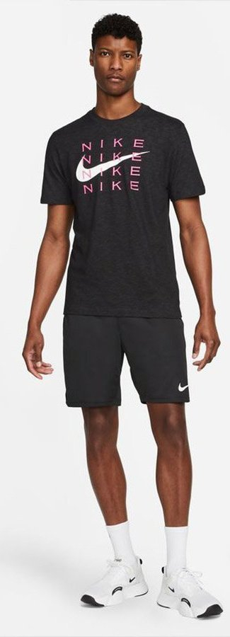 Машка блуза за тренинг Nike Dri FIT Slub, со кратки ракави, црна