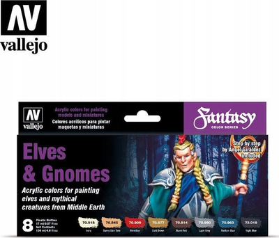Set ngjyrash akrilike Vallejo Model Color Elves &amp; Gnomes, 8x17ml, për miniatura fantazi