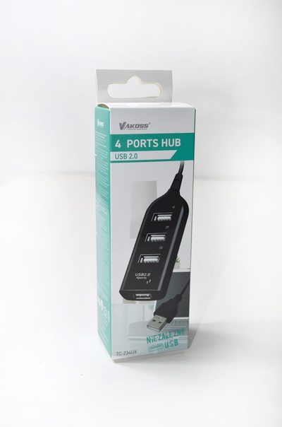 Qendër USB Vakoss TC-234UX, 4 Porte, USB 2.0, e zezë