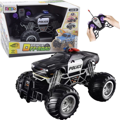 Vetura policore me telekomandë Lean Toys Offroad, drita, për fëmijë 6+, e zezë