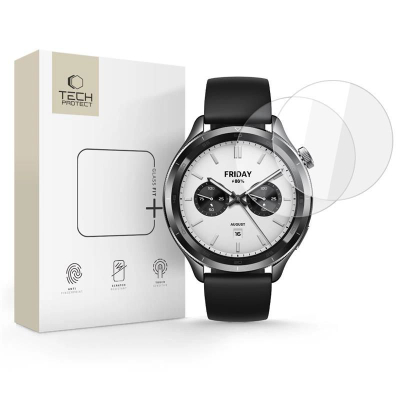 Xham mbrojtës Tech-Protect Glass Fit+ për Xiaomi Watch S4, 2 copë, xham i temperuar, transparent