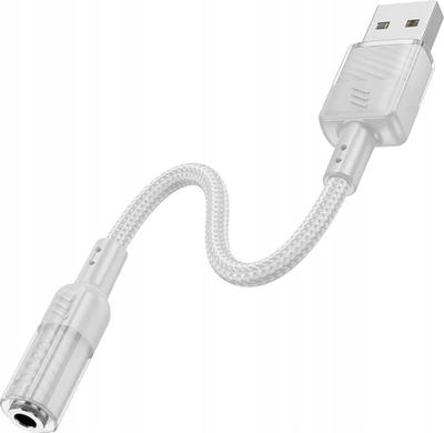 Adapter audio USB në 3.5mm Hoco Spirit LS37, 15cm, gri