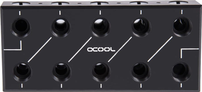 Pllakë shpërndarëse uji Alphacool ES Distro Plate C5, acetal, bazë bakri me nikel, e zezë