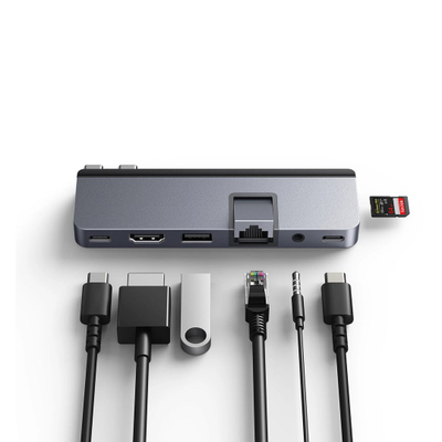 Dock USB C HyperDrive DUO PRO HD575BUGL, 7 në 2, Thunderbolt 4, gri