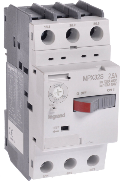 Shkyçës magnetotermik motori Legrand MPX³ 32S, 2.5A, 100kA, gri