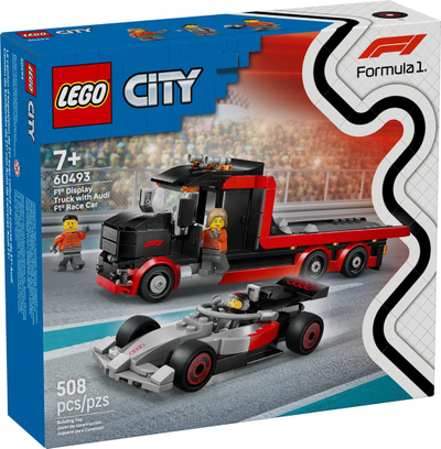 Set lodër LEGO City, kamion F1 me bolid Audi F1, model 60493