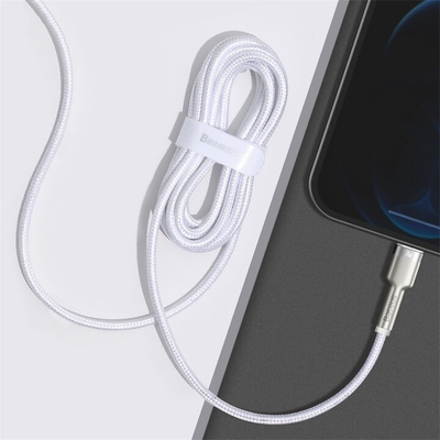 Kabllo BASEUS Cafule Series, USB-C - Lightning, M/M, 20W, 2m, e bardhë
