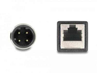Kabllo adapter rrjeti Delock M12 D-coded në RJ45, CAT5e S/FTP, 0.5m, i zi