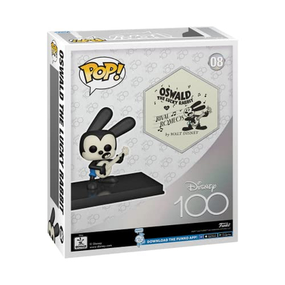 Figurë koleksioni Funko Pop Disney 100 Oswald, 10.5 cm, me kuti xhami, bardh e zi