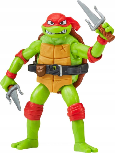 Figurinë Teenage Mutant Ninja Turtles Michelangelo Mutant Mayhem, 4.25", me nyje, shumëngjyrëshe