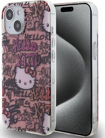 Kapak telefoni Hello Kitty HKHCP15SHDGPTP, për iPhone 15 6.1", hardcase TPU, rozë