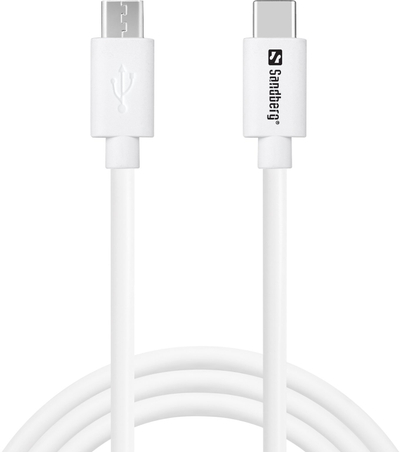 Kabllo karikimi Sandberg USB C në MicroUSB, 1m, i bardhë