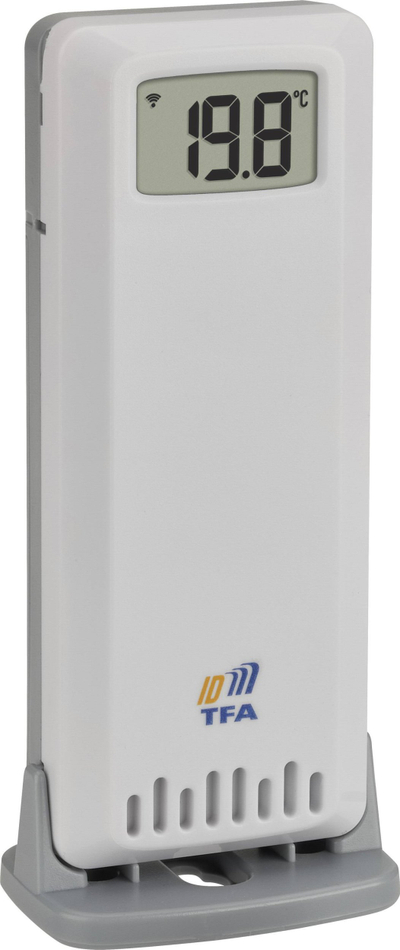 Transmetues temperature wireless TFA Dostmann 30.3901.02, 868 MHz, ekran digjital, i bardhë