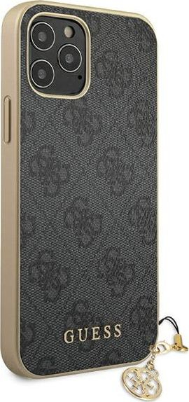 Kapak telefoni Guess 4G Charms për iPhone 12 / 12 Pro, kapak i fortë me varëse, gri
