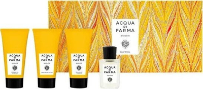 Set dhurate për burra Acqua Di Parma Barbiere Daily Ritual, Colonia 20ml, pastrues faqesh 40ml, e verdhë