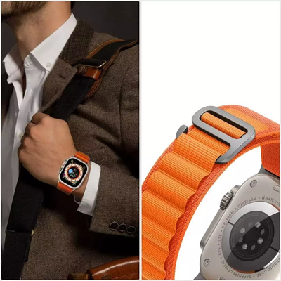 Rrip ore Tech-Protect Nylon Pro për Apple Watch 42 44 45 49 mm, najlon, portokalli