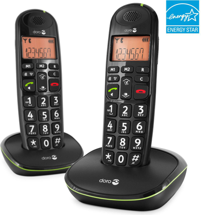 Telefon fiks pa tela Doro Black, analog DECT, me ekran bardh e zi, i zi