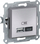 Karikues muri USB Schneider Asfora EPH2700361, porta USB A+C, i argjendtë