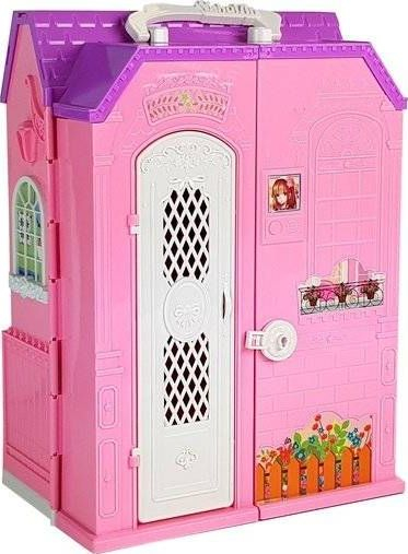 Shpi kukullash Leantoys Doll House In A Suitcase, me kukull, për tu marrë me vete, rozë