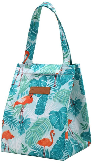 Çantë termike mëngjesi Lean Insulated, 25cm, me gjethe e flamingo, shumëngjyrëshe