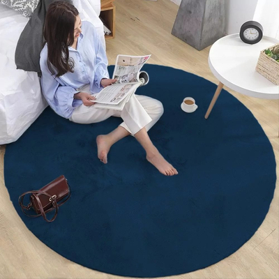 Tapet rrumbullak Rabbit Strado, 100x100 cm, imitim leshi lepuri, blu Royal Navy