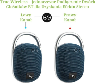 Altoparlant portativ Techly Mini Wireless Speaker, BT 5.3, LED, blu