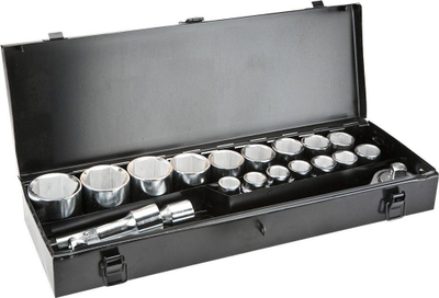 Set çelësash me kokë Topex 38D296, 21 copë, 3/4", në kuti metalike