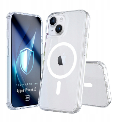 Kapak telefoni 3MK Armor MagCase për Apple iPhone 15, përputhet me MagSafe, i tejdukshëm