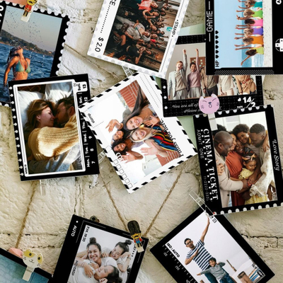 Set ngjitësash kornize LoveInstant, 12 copë, për Fuji Wide dhe Polaroid, të zeza e të bardha