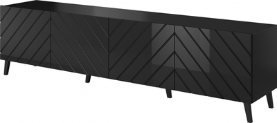 Kabinet TV ABETO, 200x42x52 cm, MDF, e zezë me shkëlqim
