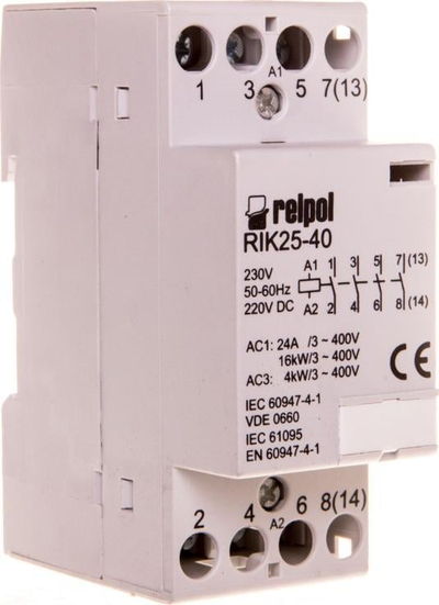 Kontaktor modular Relpol RIK25-40-230, 25A, 4NO, 230V AC/DC