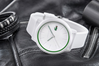 Orë dore Lacoste 12.12, 42mm, mban ujë deri 50m, e bardhë