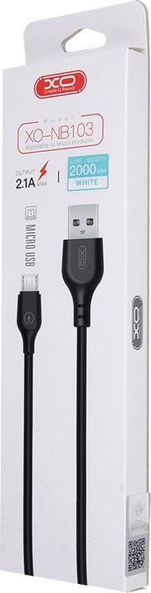 Kabllo Micro USB XO NB103, 2m, 2.1A, e bardhë