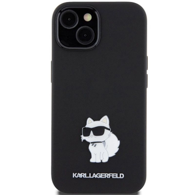 Këse telefoni Karl Lagerfeld KLHCP15MSMHCNPK, silikon, për iPhone 15 Plus 14 Plus 6.7", e zezë