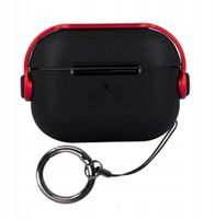 Etui për AirPods AirPods 2, TPU, me unazë varëse, e zezë e kuqe