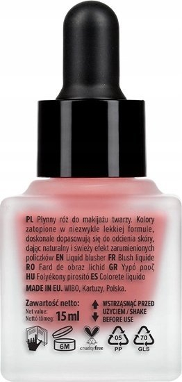 Blush i lëngshëm Wibo Pink Drink N1, efekt natyral, rozë