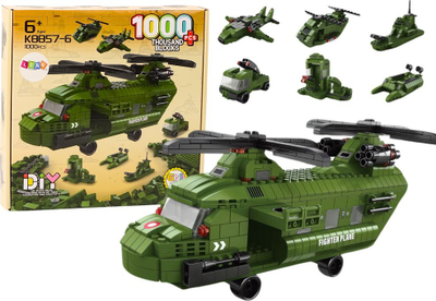Set kockash Leantoys Helikopter Ushtarak, 1000 pjesë, jeshil ushtarak