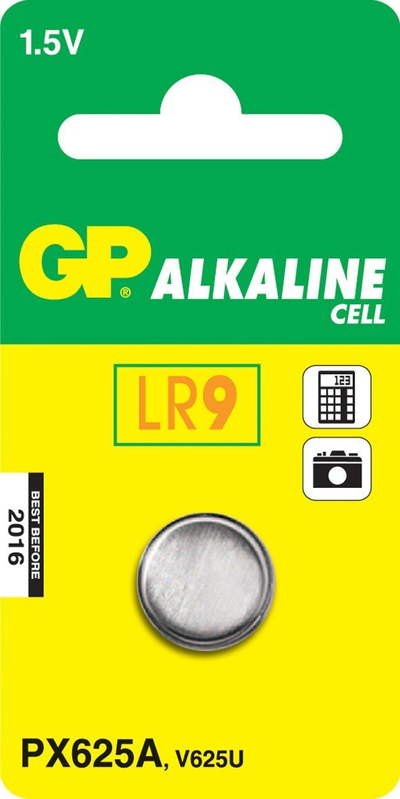 Bateri buton GP 625A LR9, 1.5V, alkaline mangan, argjendi
