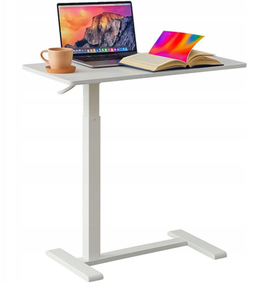 Tavolinë mobile për laptop Mozos SPL-WHEEL, rregullim lartësie 68-105 cm, me rrota, e bardhë