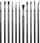 Set furça eyeliner Jessup Pro, 11 copë, qime sintetike, i zi