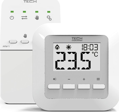Termostat wireless Tech ST-295 V2, për ngrohje dhome, me ekran që ndriçon, i bardhë