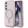 Futrollë Guess Glitter Circle Classic Logo MagSafe për Samsung Galaxy S25, rozë