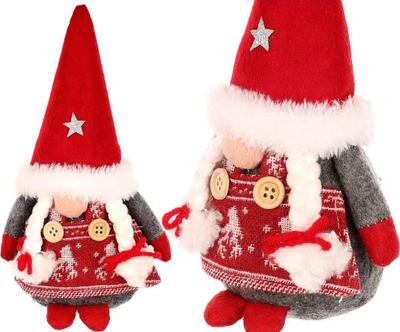 Figurine dekorative Saska Christmas Gnome Girl, 20cm, pelush, shumëngjyrëshe