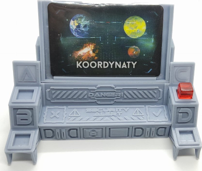 Aксесоар за друштвена игра Games Unplugged Немесис Компјутер со координати, 3D декоративна минијатура, држач за карта со координати, сива