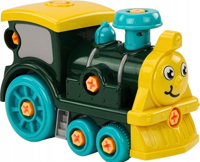 Lodër tren LEAN Toys Lokomotivë DIY, montim me vidhosje, plastike, e gjelbër
