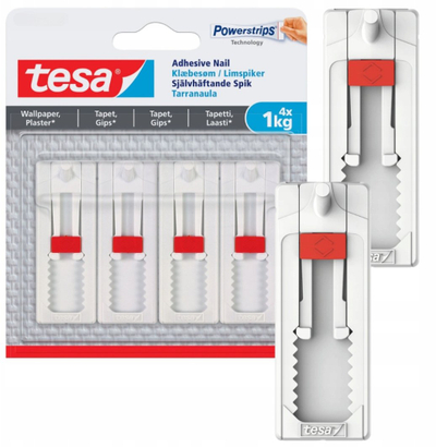 Grepa vetëngjitës Tesa Adhesive Nail, 1kg, set 4 copë, të bardhë