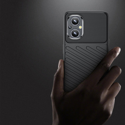 Kapak telefoni Hurtel Thunder Case për OnePlus Nord N200 5G, i butë, tip armor, i zi